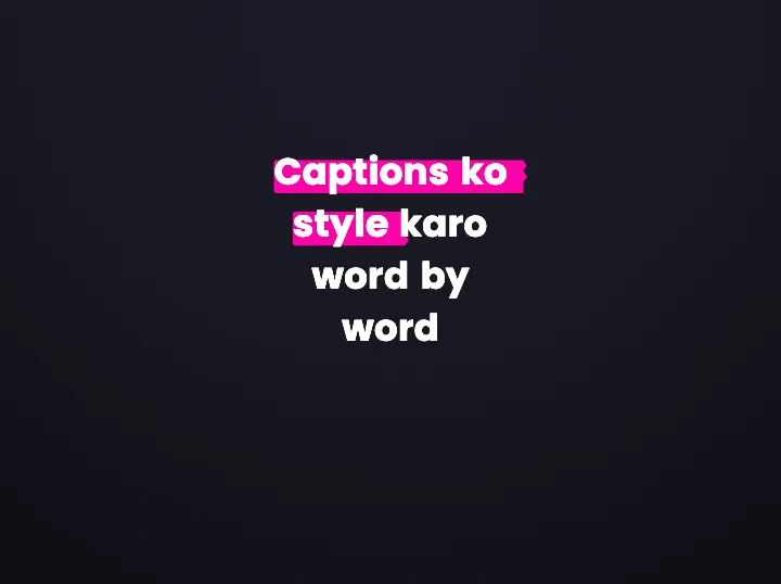 Headroom Marker caption style rendering a Hinglish phrase: Highlighter sweep across the current word.