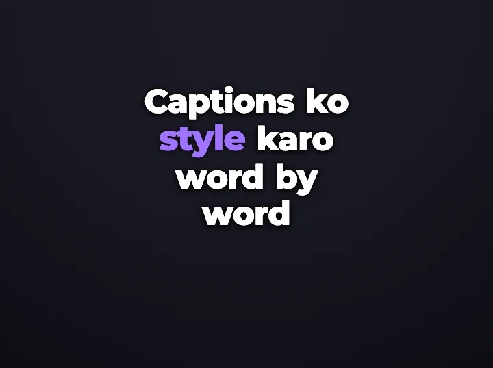 Headroom Reel Hook caption style rendering a Hinglish phrase: Hook-first styling for cold opens.