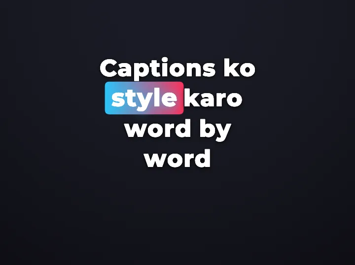 Headroom TikTok Bold caption style rendering a Hinglish phrase: High-contrast bold pop in the short-form dialect.